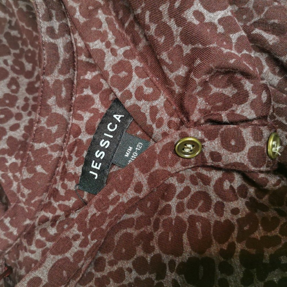 JESSICA  Leopard Print Purple Button Top - Picture 3 of 3